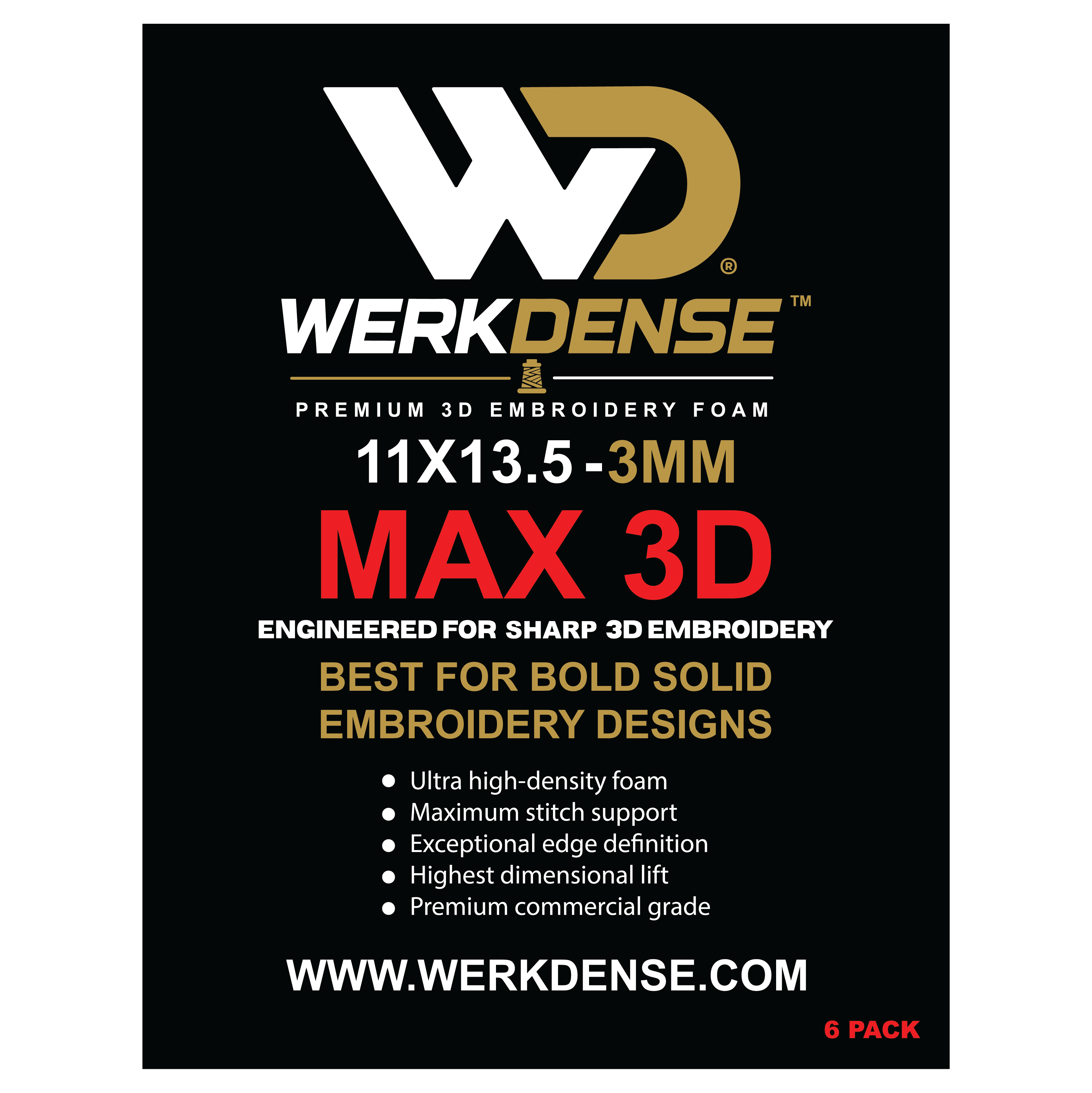 MAX 3D FOAM - 3mm 11x13.5 (6 PACK)